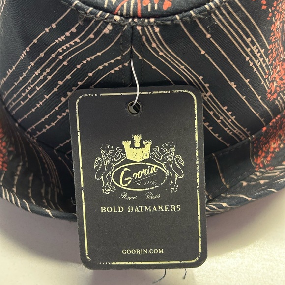 NWT Goorin Fedora Hat in black, floral pattern sz S - Picture 3 of 3